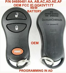 Chrysler Town Country RAM 1500 2500 3500 Keyless FOB Remote GQ43VT17T 04686481 - Foto 1 di 2