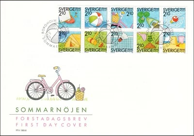 Summer Games Discount Stamps Private Post Sweden Mint Booklet FDC 1989 - Image 1 of 2