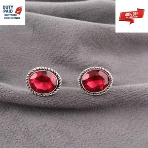 Genuine Pink Rubellite Groomsmens Business Formal Cufflinks Jewelry 925 Silver - Picture 1 of 8