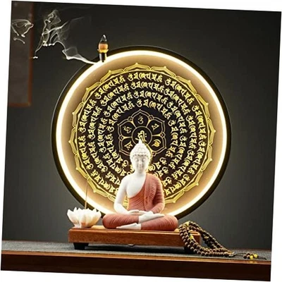  Статуя Будды и круг светодиодная настольная лампа, керамическая статуя Будды для дома красный - Изображение 1 из 4