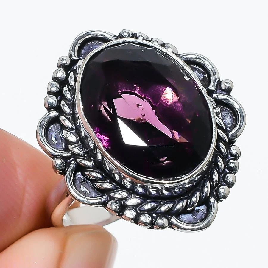 Purple Amethyst Gemstone 925 Sterling Silver Jewelry All Size Ring For Gift - Image 1 of 1