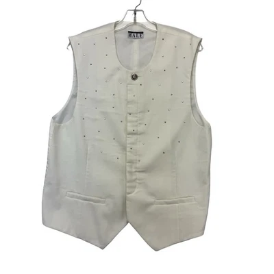Chaleco Hombre Internacional De Colección Para Hombre Mediano M Blanco Estrás Abotonable Foto 1 de 4