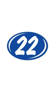 Oval 2-Digit Year Stickers - White/Blue - "22" - Pack of 12 - Picture 1 of 1