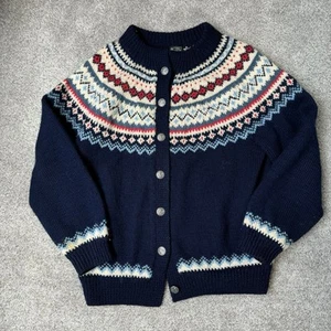 VTG Dale of Norway Sweater Womens Small Wool Cardigan Nordic Fair Isle Blue - Picture 1 of 7