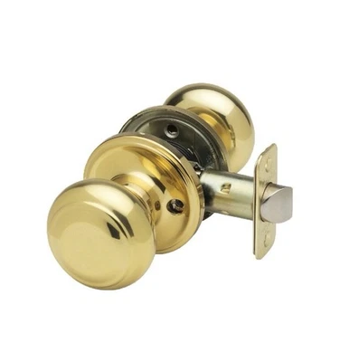 Perillas de puerta de latón pulido Copper Creek - Perilla colonial redonda, paquete de 1, interior Foto 1 de 4