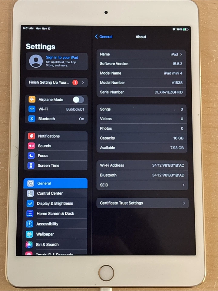 Apple iPad Mini 4 16GB A1538 Pink (Read Description) - Image 1 of 3