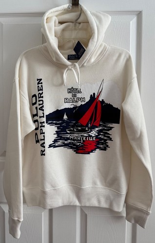 OFF WHITE Felpa con cappuccio donna "Hotel de Ralph Marseille" POLO by RALPH LAUREN NUOVA CON ETICHETTE XS