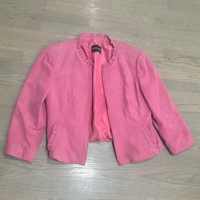 Giorgio Armani Vintage Light Pink Zip Up jacket ruffle pocket detail women’s 50 - Image 1 of 4