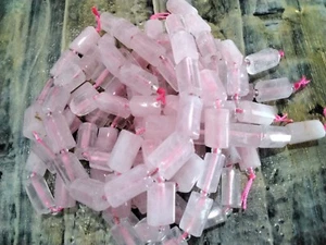 Natural Rose Quartz, Faceted Column, 8-11x6-8x5-7mm, Approx 16pce strand - Bild 1 von 4