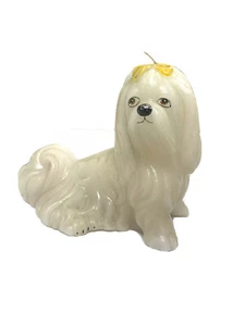Vintage 60er 70er Jahre entzückende Malteser Deko Kerzen Figur weiße Haare Hund Rarität - Bild 1 von 6