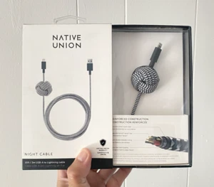 Native Union Night Cable USB-A Cable 10ft Zebra for iPhone iPad Reinforced Cable - Picture 1 of 5