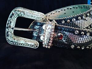 Nocona Women's Western Crystal Bling Belt-Leather