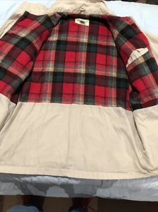 Vintage Eddie Bauer Plaid Wool Lined Mountain Parka Jacket Beige Men’s M - Picture 1 of 15