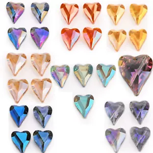 22x18mm Faceted 5pcs Heart Crystal Glass Loose Bead Findings Spacer Beads - Picture 1 of 9