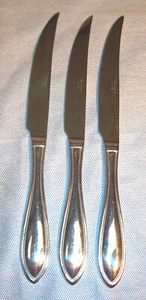 3 WALLACE AMERICAN TRADITION Silverware Stainless Silver Dinner STEAK KNIFE Set - Picture 1 of 7