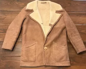 Cappotto giacca uomo Sawyer of Napa californiano pelle scamosciata shearling usa taglia 40 - Foto 1 di 10