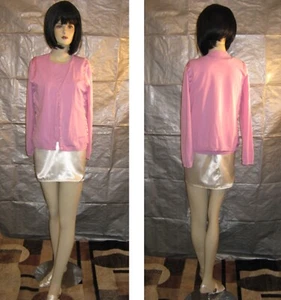 LIZ CLAIBORNE Woman Teen hot pink 2pc blouse set short + long sleeve Petite M - Picture 1 of 7