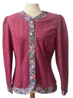 Blusa Blusa Blazer Camisa Another Tomillo Floral Imitación Gamuza Perla Botón 24 W Plus De Colección Foto 1 de 4