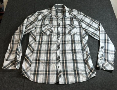 Camisa BKE Hebilla Manga Larga Calce Atlético Gris A Cuadros Abotonada Para Hombre Talla XL Foto 1 de 4