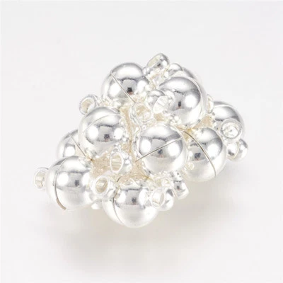 100Sets Nickel Free Silver Brass Round Magnetic Clasps Craft 11.5x6mm Hole 1.2mm - Image 1 of 2