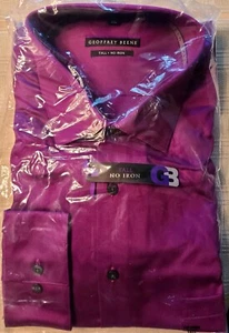Geoffrey Beene Wrinkle Free Cotton Blend Tall Men Shirt 18 1/2" 37-38 Purple - Picture 1 of 4