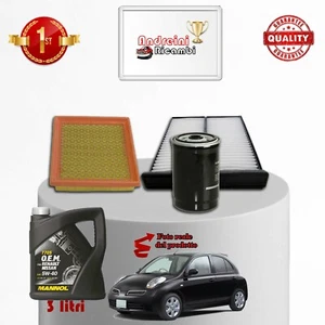 KIT TAGLIANDO FILTRI + OLIO PER NISSAN MICRA III 1.2 12V 59KW 80CV DA 05 -> 2010 - Imagen 1 de 1