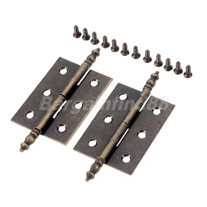 2pcs Antique Bronze Crown Head Hinge Furniture Jewelry Gift Box Cabinet Hinges - Picture 1 of 4