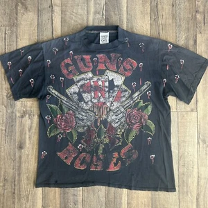 Vintage 90s Guns N Roses T-Shirt Size Large Official Licensed 1991 AOP - Picture 1 of 4