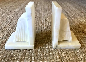 Vintage Pair Carved Marble Bookends Repaired 5 1/2" h x 3 3/4" w - Bild 1 von 13