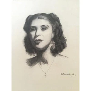 Original 1950s Portrait Drawing Woman by J. Mason Reeves Mid Century Art Listed - Picture 1 of 4