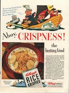 Kellogg's Rice Krispies - 1941 - Snap, Crackle, Pop - Barco de pesca - Anuncio de revista - Imagen 1 de 1