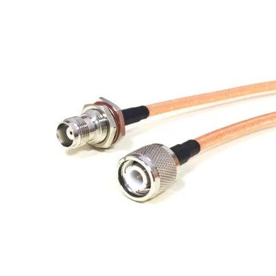 WIFI antenna cable TNC male to female bulkhead nut pigtail RG142 50cm low loss - Image 1 of 3