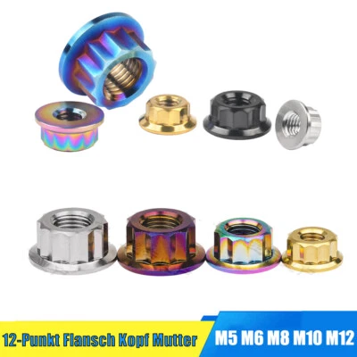 M5 M6 M8 M10 M12 Titan Mutter 12-Punkt Flansch Kopf Mutter für Motorrad Fahrrad - Bild 1 von 4