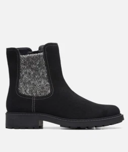 Clarks Womens Opal Sky Black Suede Boots size 8 W - Picture 1 of 6