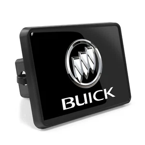 Buick Chrome Logo UV Graphic Black Metal Plate on ABS Plastic Tow Hitch Cover - Picture 1 of 5