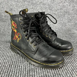 Dr. Martens Combat Boots 1460 Women's 5 Men's 4 Black Dragon Embroidered - Picture 1 of 9