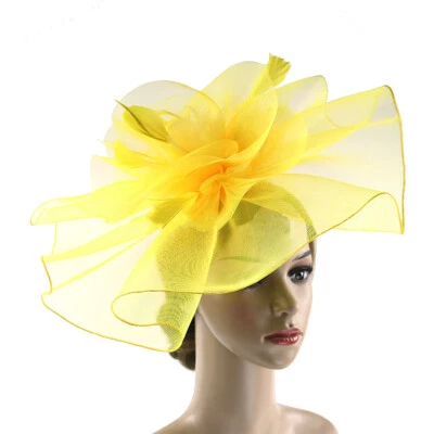 Fascinator Hat Floral Feather Derby Hats for Women Tea Party with Headband Clip - Image 1 of 4