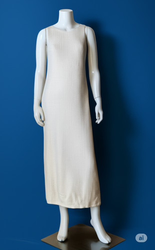 OFF WHITE Nuovo abito Massimo Dutti L Halter intrecciato schiena bassa maglia a costine maxi boho spiaggia