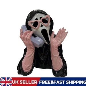 Macabro ~ Resina Iluminada Halloween Rosa/Negro Grito Niña Teléfono Estatua - Imagen 1 de 4