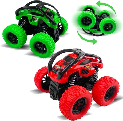 2 Pezzi Monster Truck, Auto Giocattolo per Bambini, Inerzia, Fuori Strada 360° S - Immagine 1 di 4