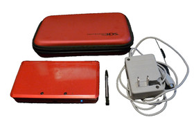 Nintendo 3DS Console Flame Red  CTR-001 Tested Authentic + Charger + Case