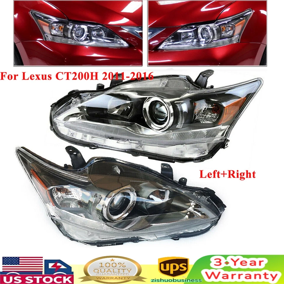 For Lexus CT200H 2011-2016 Halogen Headlamps Headlights Assembly Pair LH + RH US Foto 1 de 4