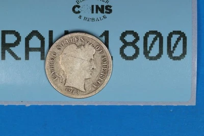 1913-S 10C LIBERTY HEAD BARBER SILVER DIME Early US Type RAW-1800 - Image 1 of 2