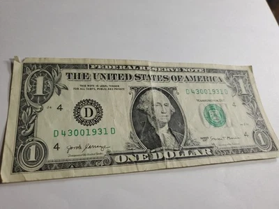 $1 Birthday Federal Reserve Note April 3rd or April 30th 1931 D43001931D - Image 1 of 3