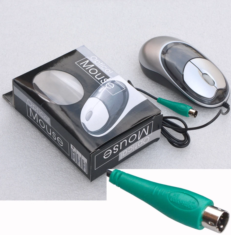 Black Silver PS2 Ps/2 Mouse Windows 95 98 NT 2000 XP Optic Optical New M2 - Image 1 of 1