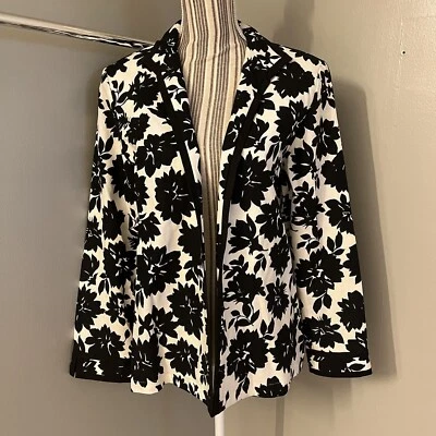 Chaqueta Drapers & Damons Vintage Floral Frente Abierto Rayón Mezcla Lino B&W 10P Foto 1 de 4