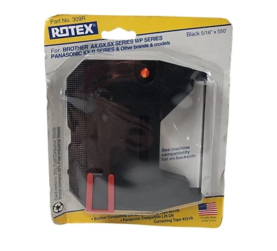 Rotex Replacement Ribbon for Brother Panasonic Black 5/16 X 500' #309R NEW - Image 1 of 4