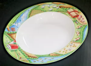 Tazón de sopa con borde de porcelana de hueso fino Tiffany & Co Tiffany Farm blanco borde central de granja - Imagen 1 de 7