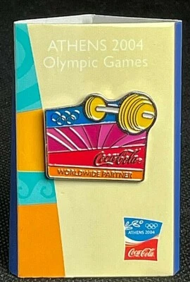 Weightlifting Athens 2004 Olympics Games Coca Cola Original Pin Badge from Japan - Image 1 of 4