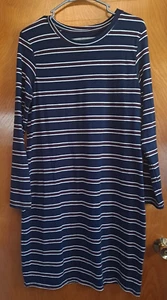 Dip Striped Blue And Red Long Sleeve Stretchy Dress Womens Large - Picture 1 of 3